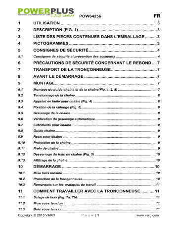 Manuel du propriétaire | Powerplus POW64256 Manuel utilisateur | Fixfr
