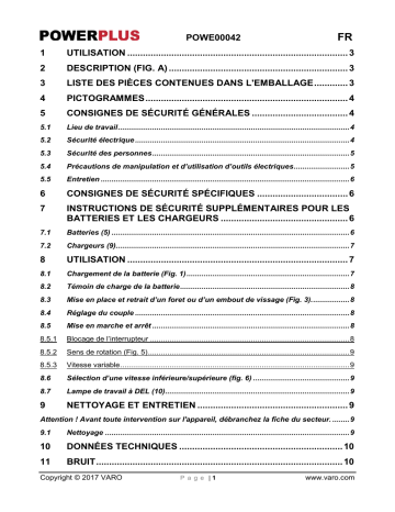 Manuel du propriétaire | Powerplus POWE00042 Manuel utilisateur | Fixfr