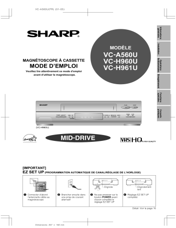 Manuel du propriétaire | Sharp VC-A560U/H960U/H961U Manuel utilisateur | Fixfr