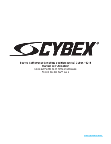 Manuel du propriétaire | Cybex International 16211 SEATED CALF Manuel utilisateur | Fixfr