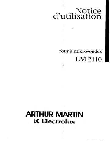 ARTHUR MARTIN ELECTROLUX EM2110               Manuel utilisateur | Fixfr