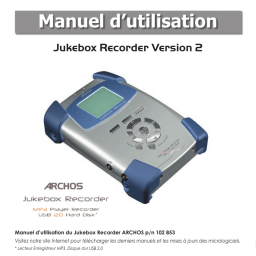 Archos Jukebox Recorder v2 Manuel utilisateur