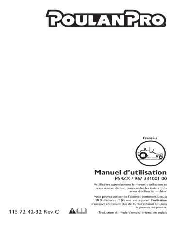 Poulan Pro P54ZX Zero Turn Mower Manuel du propriétaire | Fixfr