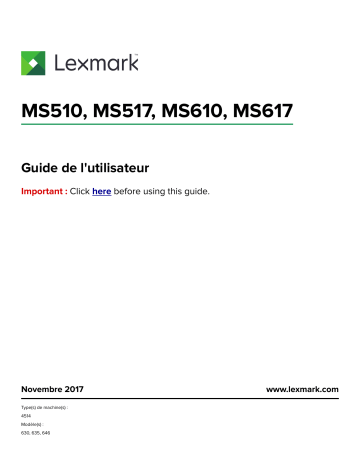 Manuel du propriétaire | Lexmark MS517DN Manuel utilisateur | Fixfr