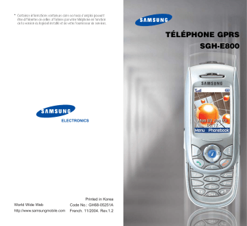 Mode d'emploi | Samsung SGH-E800 Manuel utilisateur | Fixfr