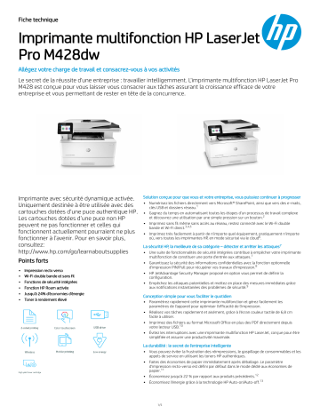 Manuel du propriétaire | HP JET PRO M428DW Manuel utilisateur | Fixfr