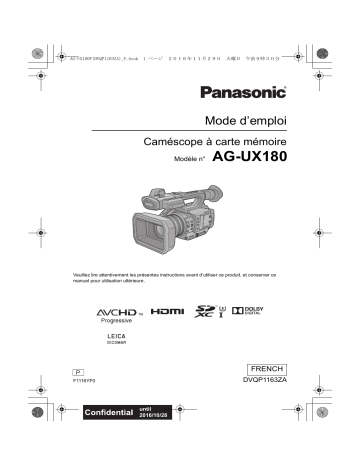 Manuel du propriétaire | Panasonic HC-MDH3E Manuel utilisateur | Fixfr