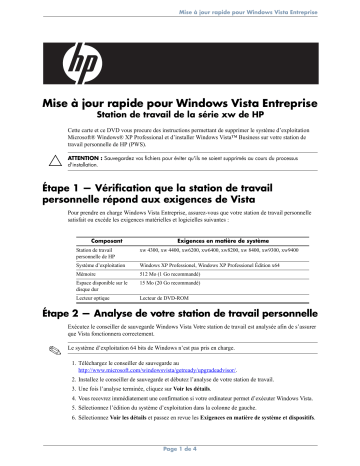 Manuel du propriétaire | HP XW4400 WORKSTATION Manuel utilisateur | Fixfr