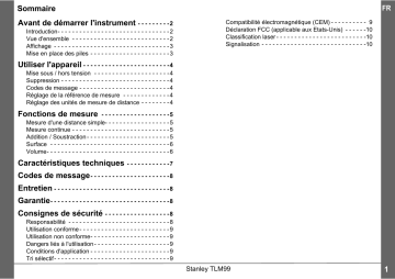 Manuel du propriétaire | Stanley TLM99 Manuel utilisateur | Fixfr