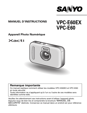 Mode d'emploi | Sanyo VPC E60EX Manuel utilisateur | Fixfr