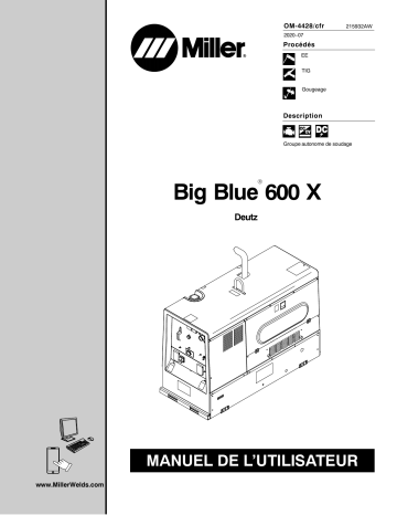 MH460358R | Manuel du propriétaire | Miller BIG BLUE 600 X (DEUTZ) Manuel utilisateur | Fixfr