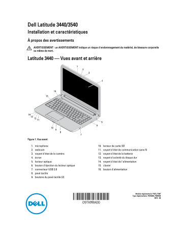 Dell Latitude 3540 laptop Guide de démarrage rapide | Fixfr