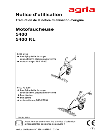 Manuel du propriétaire | Agria 5400 Cutter bar mower Manuel utilisateur | Fixfr