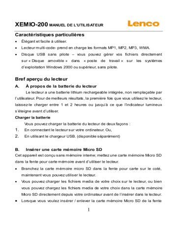 Mode d'emploi | Lenco Xemio 200 Manuel utilisateur | Fixfr