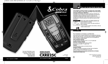 Manuel du propriétaire | Cobra CXR825C Manuel utilisateur | Fixfr