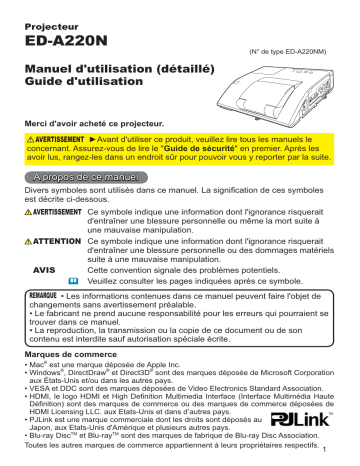 Manuel du propriétaire | Hitachi ED-A220NM Manuel utilisateur | Fixfr