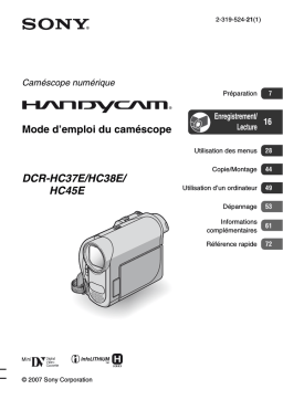 Sony DCR HC38E Mode d'emploi