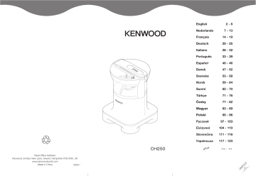 Manuel du propriétaire | Kenwood CH250 Mini-hachoir Manuel utilisateur | Fixfr