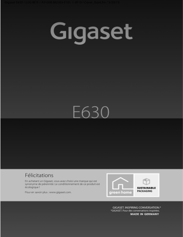 Manuel du propriétaire | Gigaset E630 Manuel utilisateur | Fixfr
