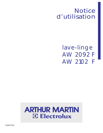 Manuel du propriétaire | ARTHUR MARTIN AW 2102 F Manuel utilisateur | Fixfr
