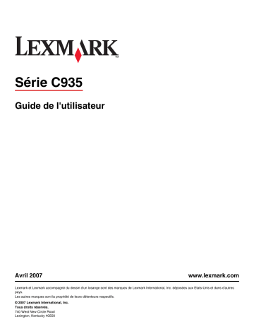 Manuel du propriétaire | Lexmark C935 Manuel utilisateur | Fixfr