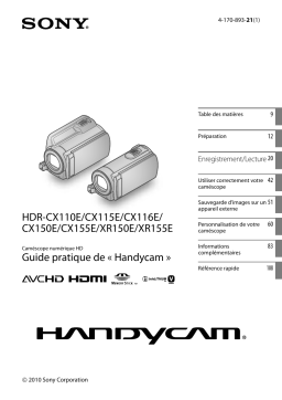 Sony HDR CX110E Manuel utilisateur