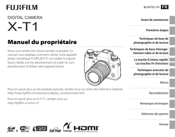 Fujifilm X-T1 Camera Manuel du propriétaire | Fixfr