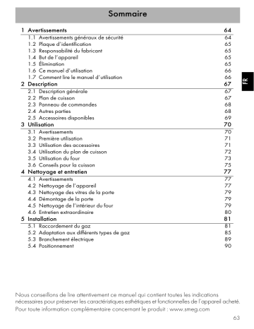 Manuel du propriétaire | Smeg CB91GL Manuel utilisateur | Fixfr