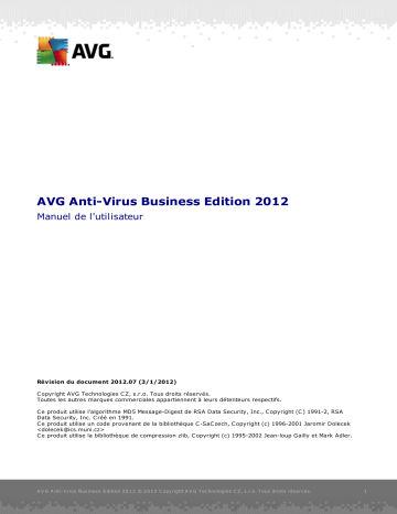 Mode d'emploi | AVG Anti-Virus Business Edition 2012 Manuel utilisateur | Fixfr