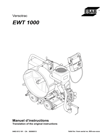 ESAB EWT 1000 Manuel utilisateur | Fixfr