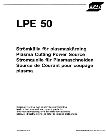 ESAB LPE 50 Manuel utilisateur | Fixfr