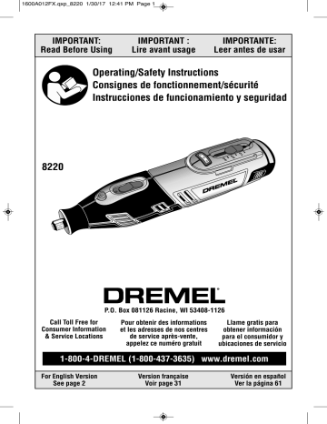 Dremel DREMEL 8220-2/45 Mode d'emploi | Fixfr
