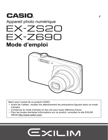 EX ZS20 | Casio EX Z690 Mode d'emploi | Fixfr