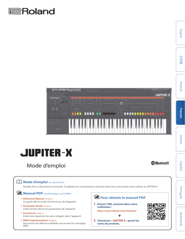 Roland JUPITER-X Synthesizer Manuel du propriétaire | Fixfr