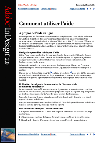 Manuel du propriétaire | Adobe INDESIGN 2 0 Manuel utilisateur | Fixfr