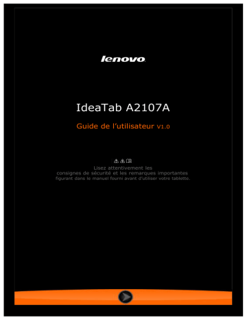 Mode d'emploi | Lenovo IdeaTab A2107A Manuel utilisateur | Fixfr