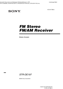 Sony STR-DE197 Récepteur Manuel utilisateur