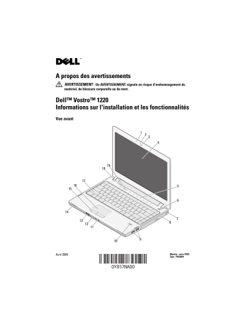 Dell Vostro 1220 laptop Guide de démarrage rapide | Fixfr