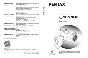 Pentax Série Optio MX Mode d'emploi | Fixfr