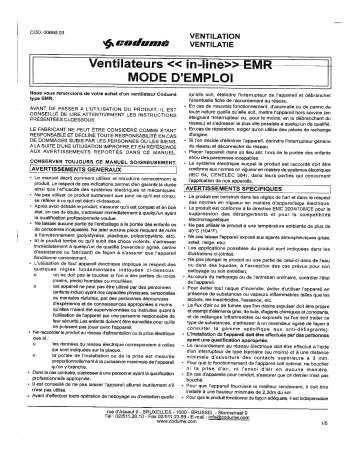 Manuel du propriétaire | CODUME EMR Manuel utilisateur | Fixfr