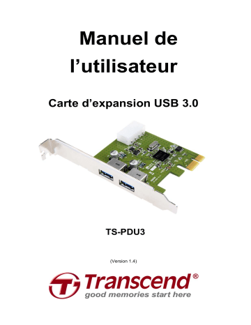 Manuel du propriétaire | Transcend PDU3 USB3.0 EXPANSION CARD Manuel utilisateur | Fixfr