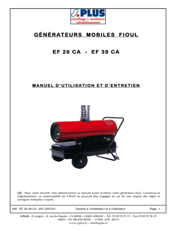Manuel du propriétaire | S.PLUS EF 26 CA Manuel utilisateur | Fixfr
