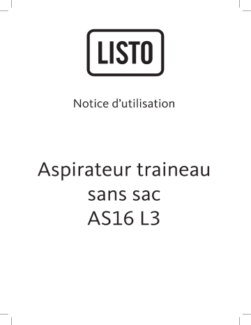 Manuel du propriétaire | Listo AS16 L3 Aspirateur Manuel utilisateur | Fixfr