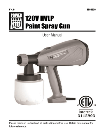 Power Fist 8604530 120V HVLP Paint Spray Gun Manuel du propriétaire | Fixfr