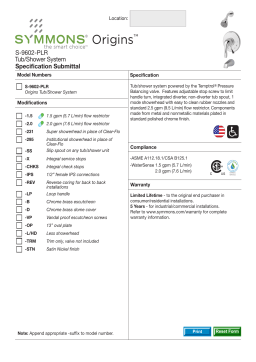 Symmons 9602-PLR-1.5-TRM Origins Temptrol 1-Handle Tub and Shower Faucet Trim Kit in Chrome (Valve Not Included) Guide d'installation