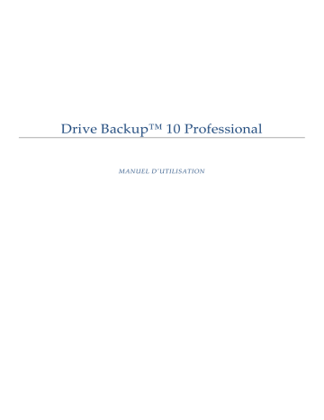 Paragon Software Drive Backup 10 Professional Manuel utilisateur | Fixfr