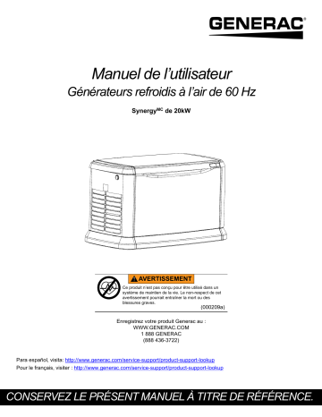 Generac Synergy Series G0070410 Standby Generator Manuel utilisateur | Fixfr