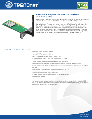 Manuel du propriétaire | Trendnet TEW-703PIL Manuel utilisateur | Fixfr