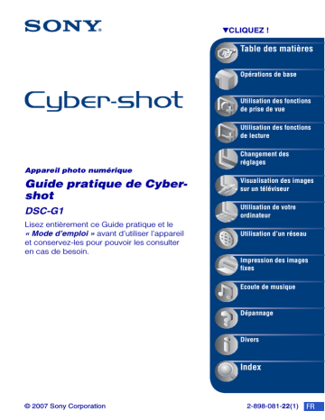 DSC-G1 | Mode d'emploi | Sony Cyber-Shot DSC G1 Manuel utilisateur | Fixfr