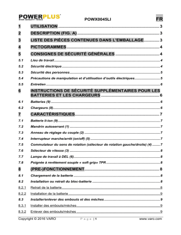Manuel du propriétaire | Powerplus POWX0045LI Manuel utilisateur | Fixfr